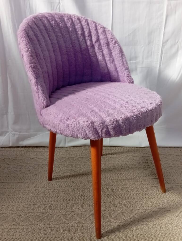 Lilac furry chair from the 50s