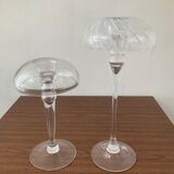 Pair of candle holders in glass paste