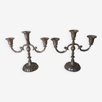 Paire de bougeoirs chandeliers argent