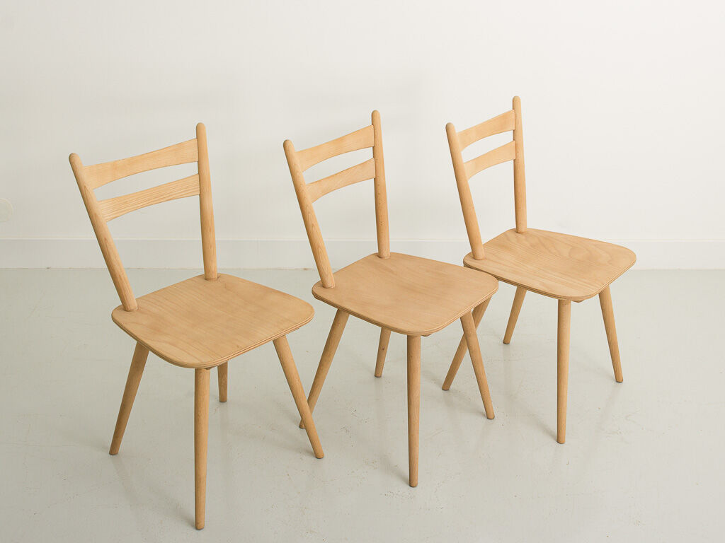 Set of 3 bistro chairs, entirely sandblasted