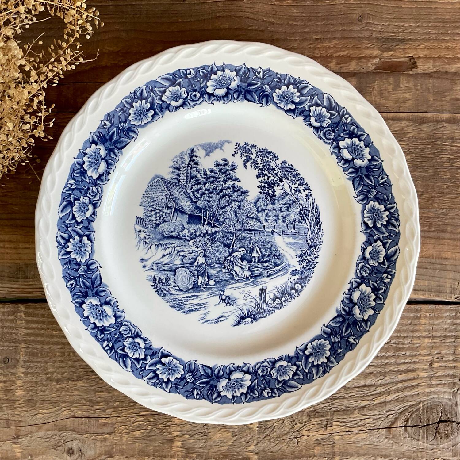 4 assiettes plates Staffordshire England « countryside »