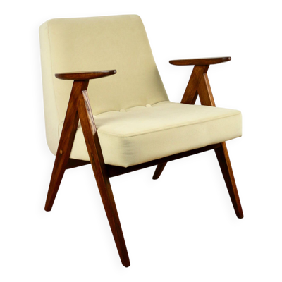 Fauteuil Chierowski 366, années 1970, beige, chêne foncé