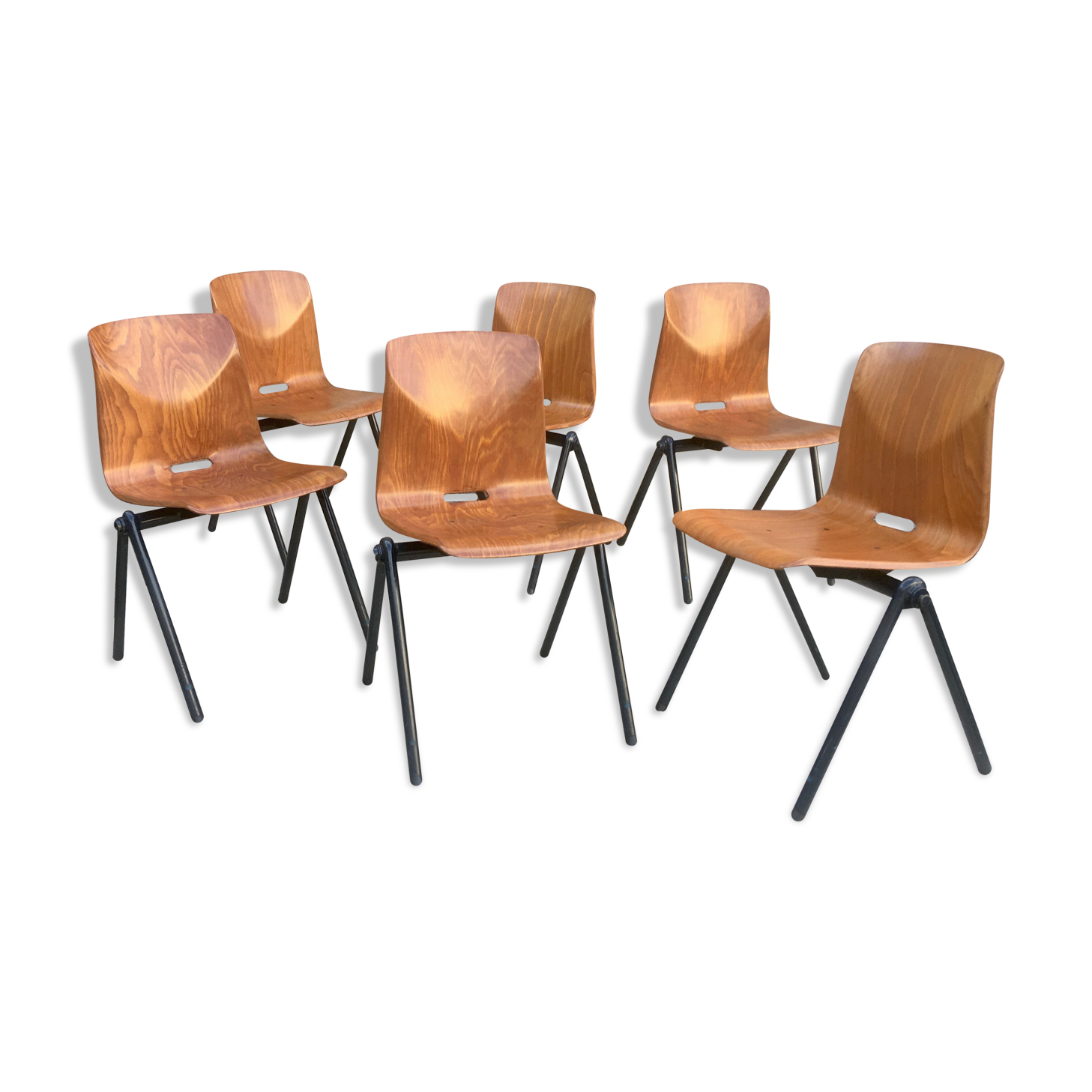 Set of 6 Galvanitas S30 industrial chairs