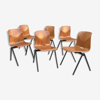 Ensemble de 6 chaises industrielles Galvanitas S30