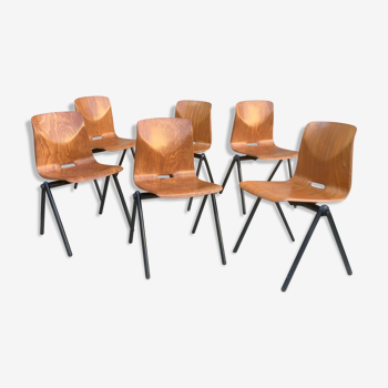 Set of 6 Galvanitas S30 industrial chairs