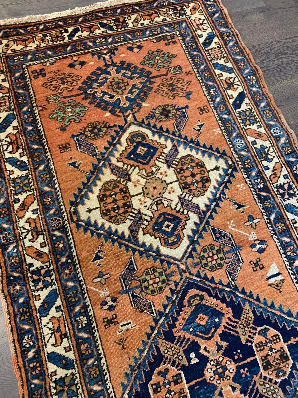 Antique handmade Heriz Karaja rug