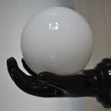 Vintage black opaline globe wall lamp