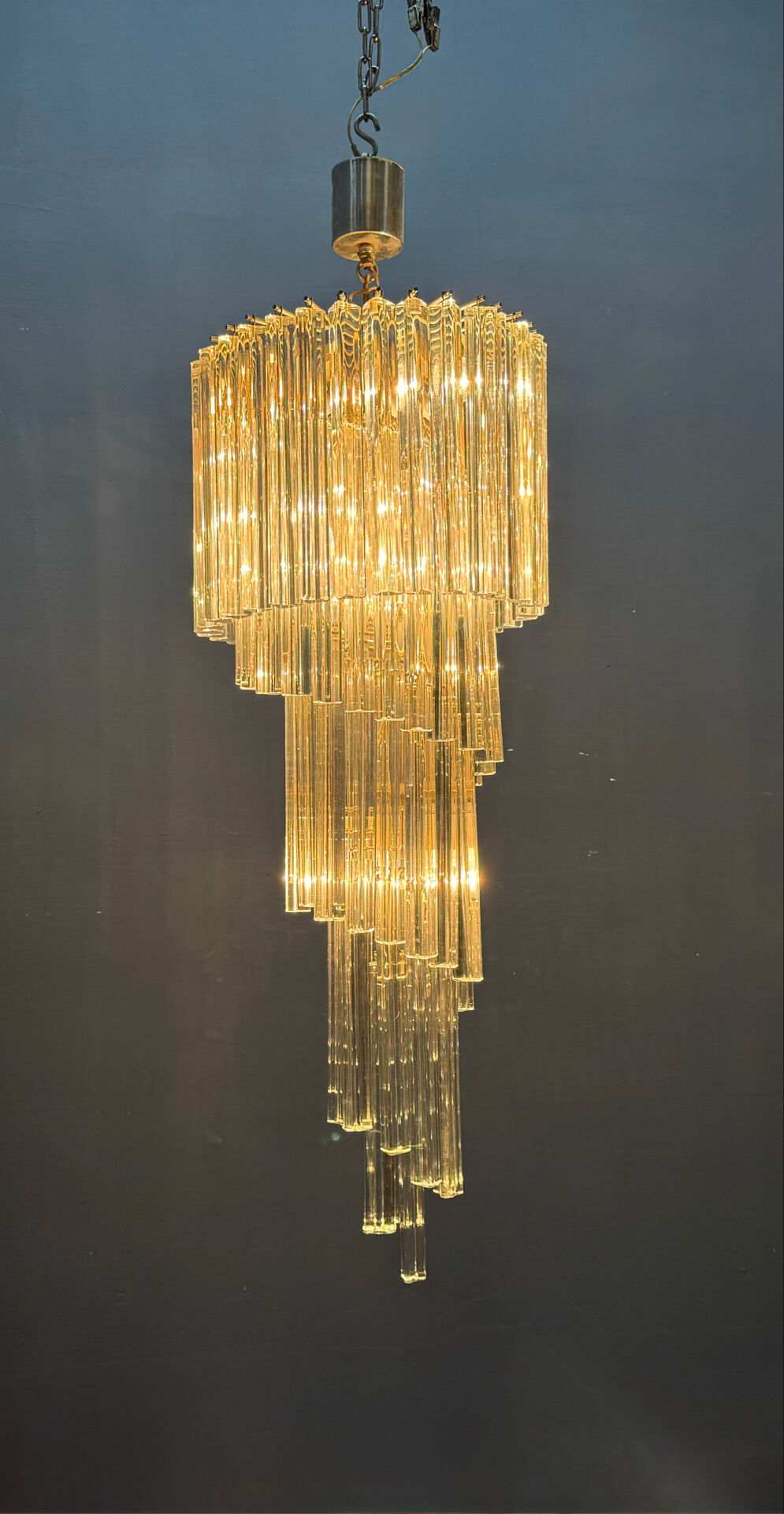 Large Murano Glass Trilobi Chandelier, Italy, 1960s