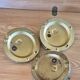 Set of 3 vintage amber moulded glass wall lights and ceiling lights.