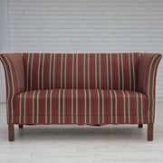 1960s, Danish 2-seater sofa, striped red/multicolor furniture wool.