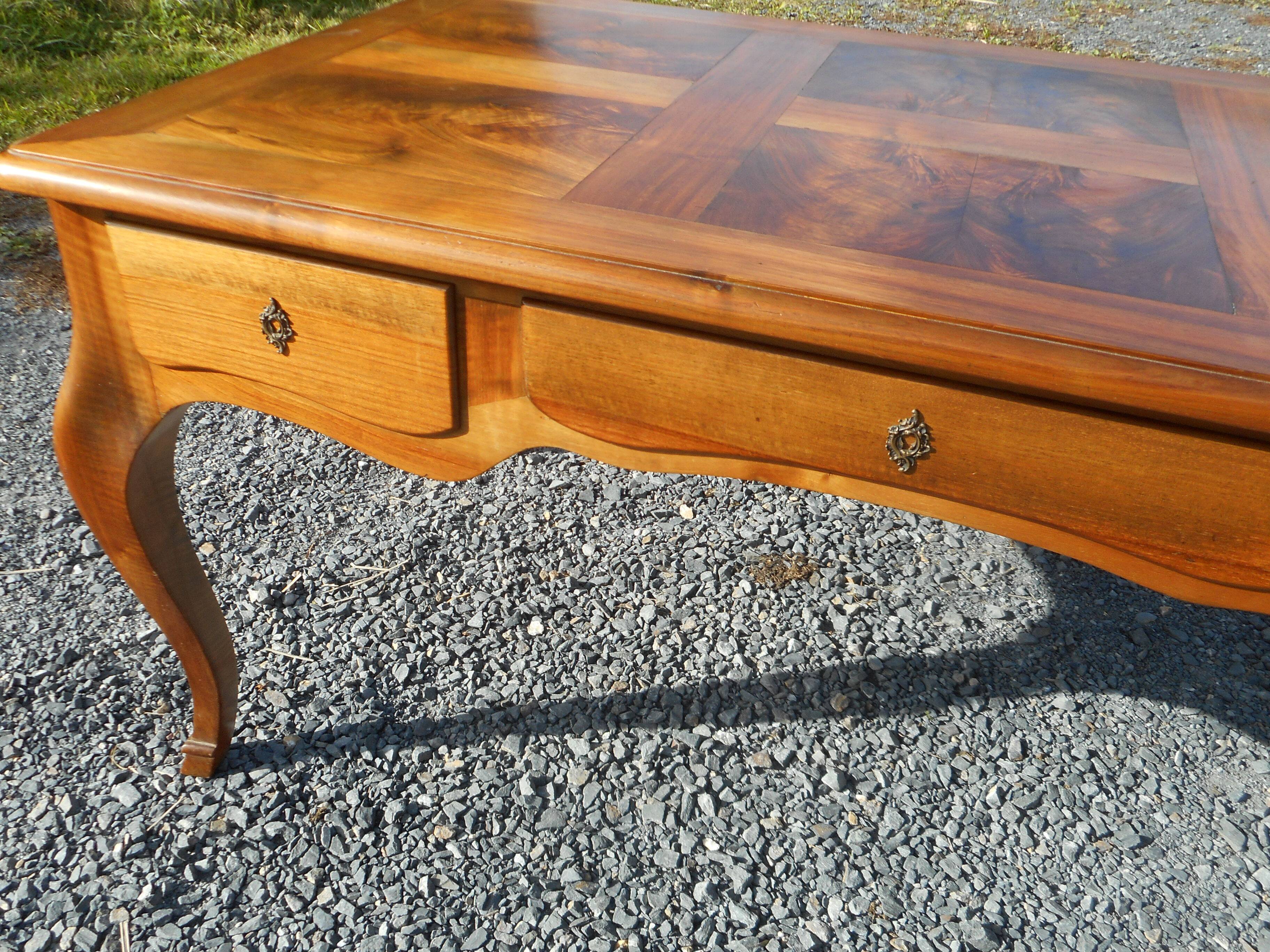 large double-sided walnut desk 3 drawers 2 pulls