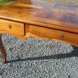 large double-sided walnut desk 3 drawers 2 pulls