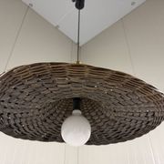 XXL rattan wicker hanging lamp 1960’s