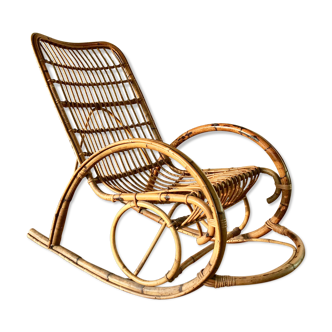 Rocking flesh in rattan 1960 Italy