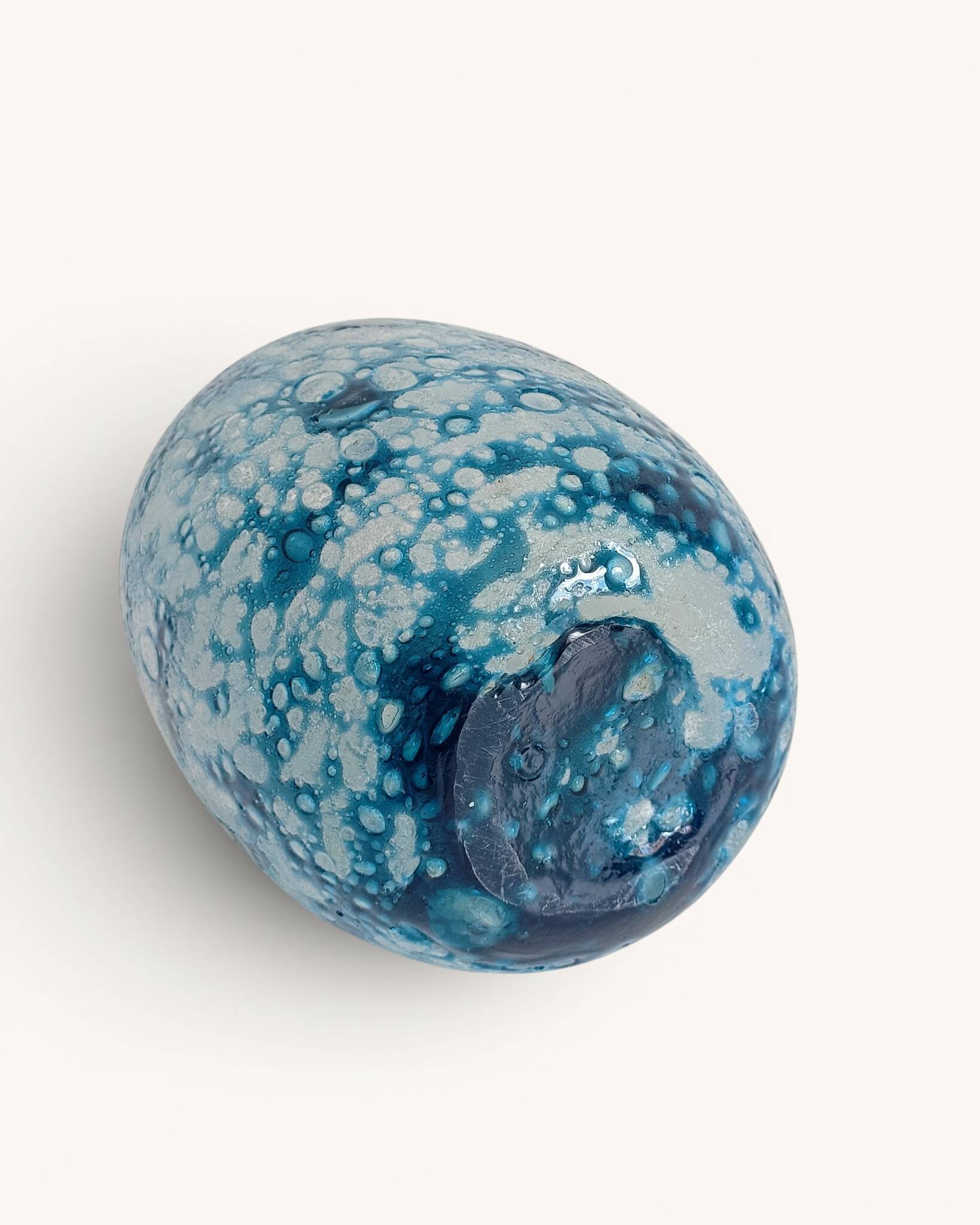 Brutalist Blue and White Reactive Art Glass Vase, Europe, 1970s