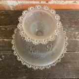 Masserini barocco fruit bowl pair moulded glass bead row vintage