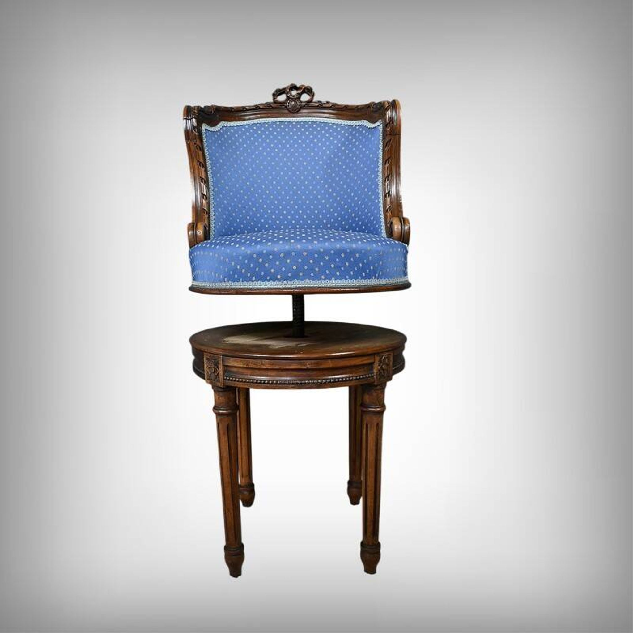 Louis XVI Style Beech Swivel Harpist Chair – Early 20th Century