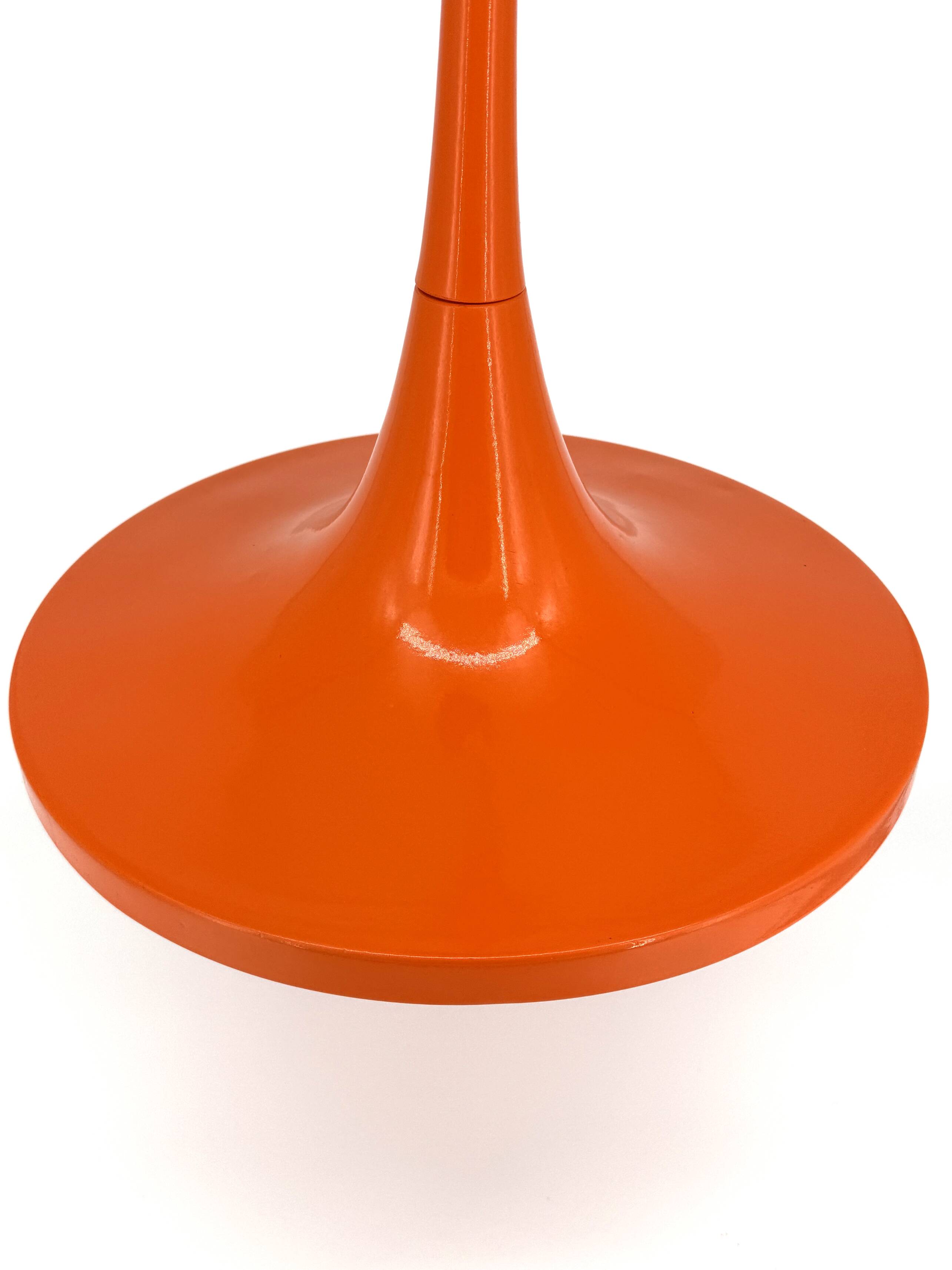 Orange tulip pendant light in formed sheet metal – Space Age style, 70s