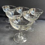 6 Champagne glasses in glass with Venetian ribs - XIXth