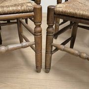 Set of 6 vintage wooden ladder-back dining chairs with woven seats