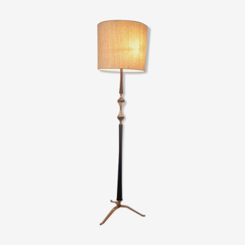 Tripod floor lamp - 1950s - wood and brass.