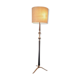 Tripod floor lamp - 1950s - wood and brass.