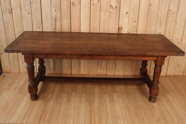 Grande table de ferme en chêne style monastère