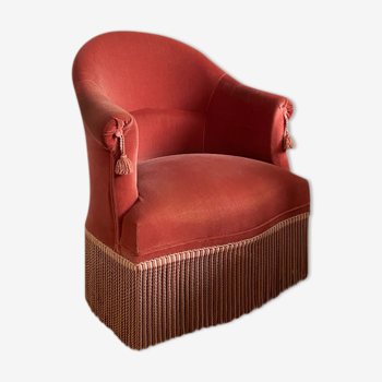 Fauteuil crapaud rose ancien