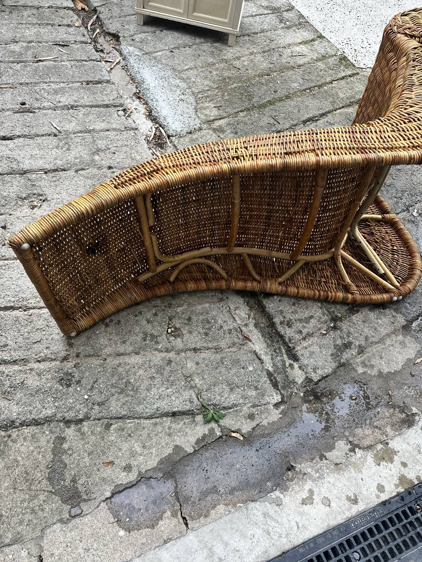 Vintage rattan deckchair