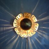 Brass plate flower sconce by Svend Aage Holm-Sörensen for Holm-Sörensen, Denmark.