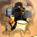 Venetian murano mirror with crystal flower