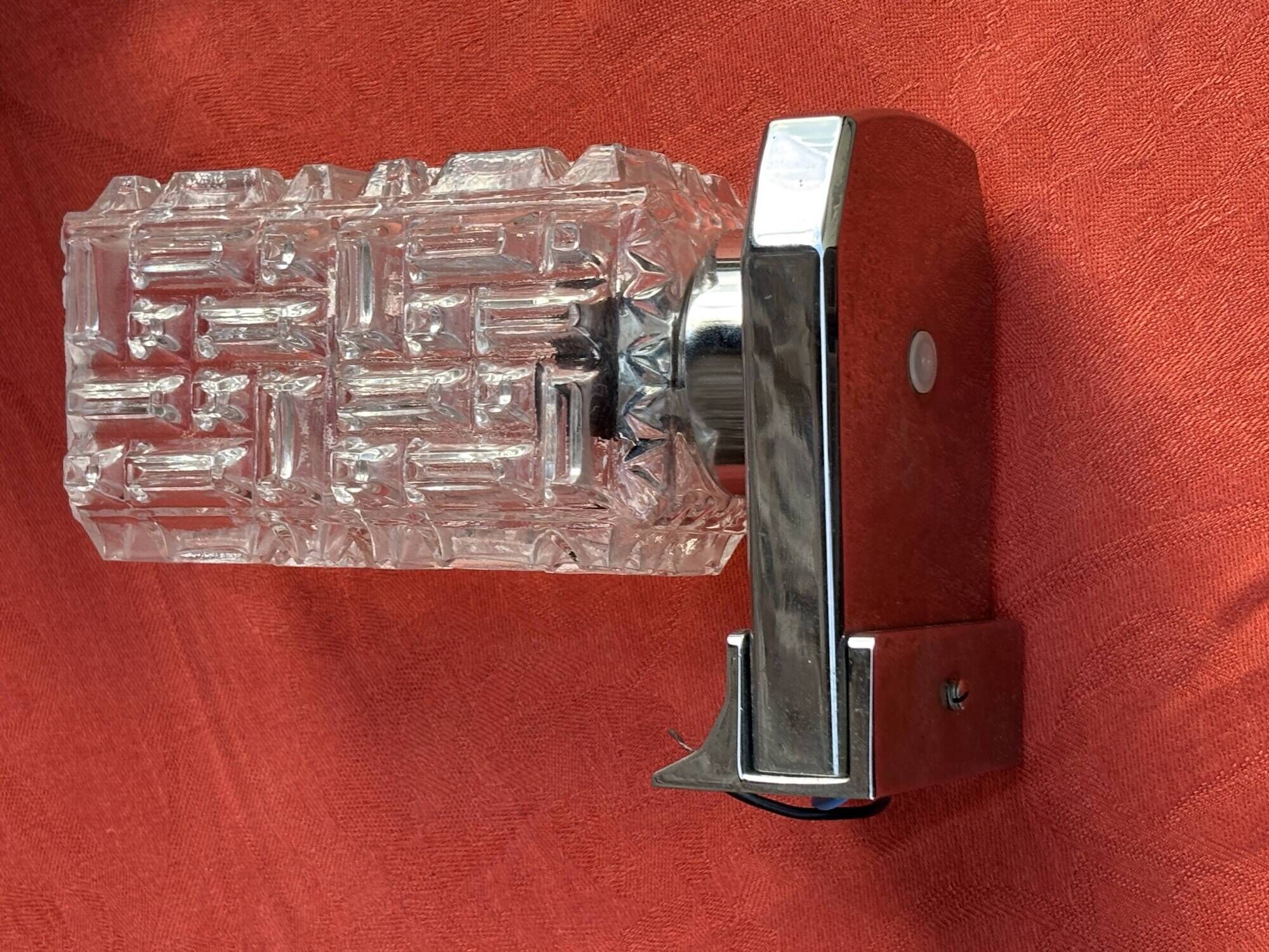 Pair of Vintage Mid-century Wall Sconces 1960s Chrome and Glass