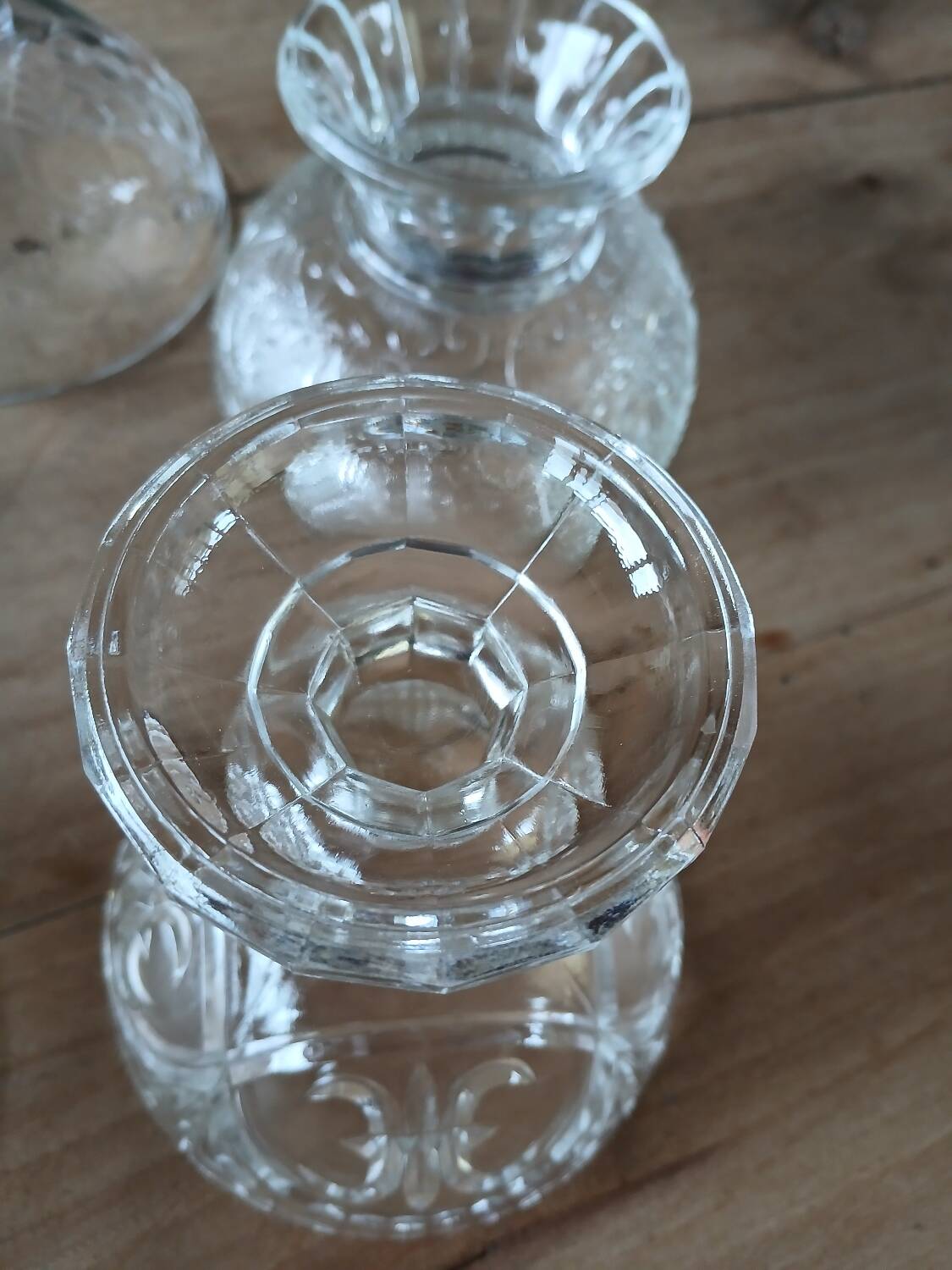 5 antique clear glass cups