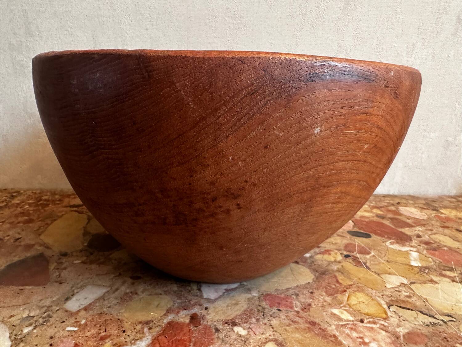 Large vintage monoxyle wooden bowl H 18 / D neck 30 cm