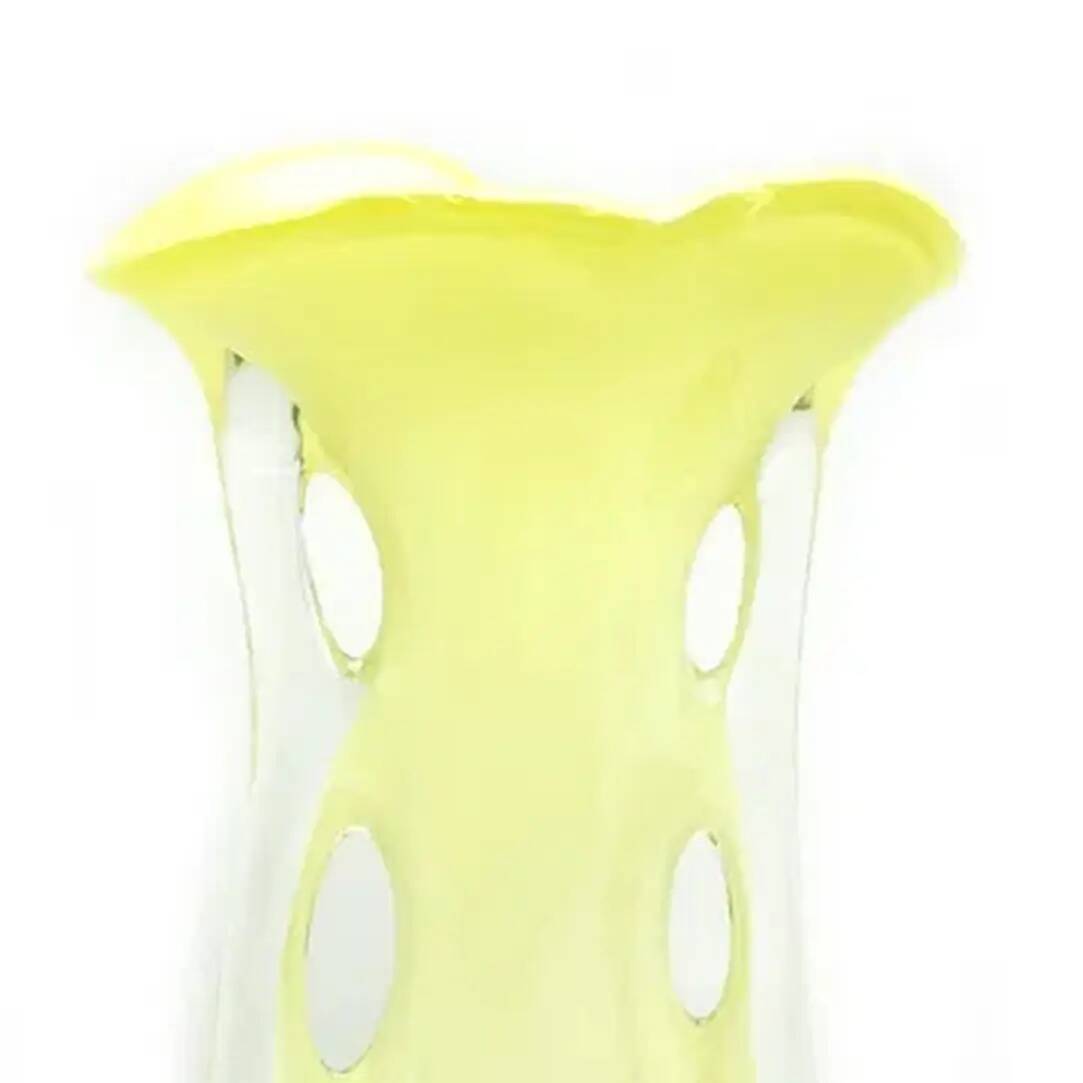 Vase en forme de nageoire de requin, moderne du milieu du siècle, en verre jaune, Pologne, années 1970