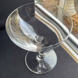 6 light crystal champagne glasses with twisted leg, early 20th century