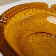 Amber Glass Ashtray - Vintage Textured Glass, Italy 1980s, Decorative Retro Gift