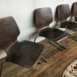 Series of 5 retro vintage stackable chairs flototto pagholz by adam stegner 1960 1970