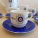 Coffee service and dessert in vintage porcelain 70s Bareuther blue décor