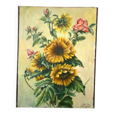 Oil painting of a bouquet of sunflowers by Nuyttens