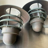 Pair of classic danish vintage outdoor wall lamps in copper