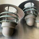 Pair of classic danish vintage outdoor wall lamps in copper