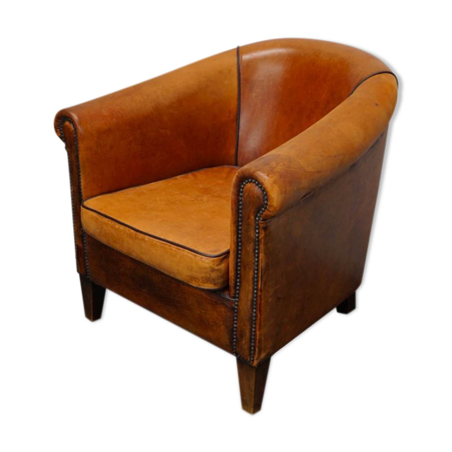 Club armchair in leather color cognac Netherlands