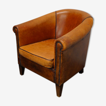 Club armchair in leather color cognac Netherlands