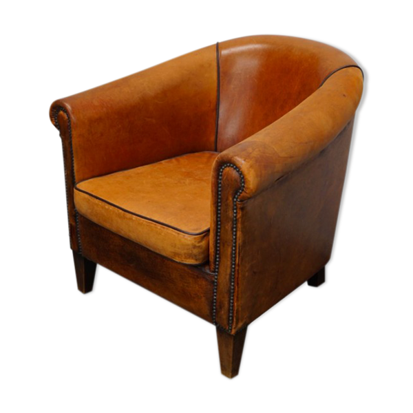 Club armchair in leather color cognac Netherlands