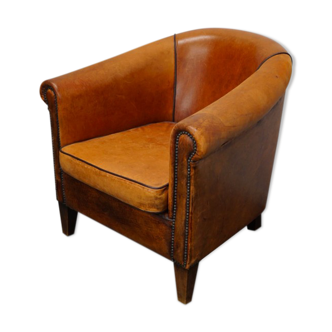 Fauteuil club en cuir couleur cognac Pays-Bas