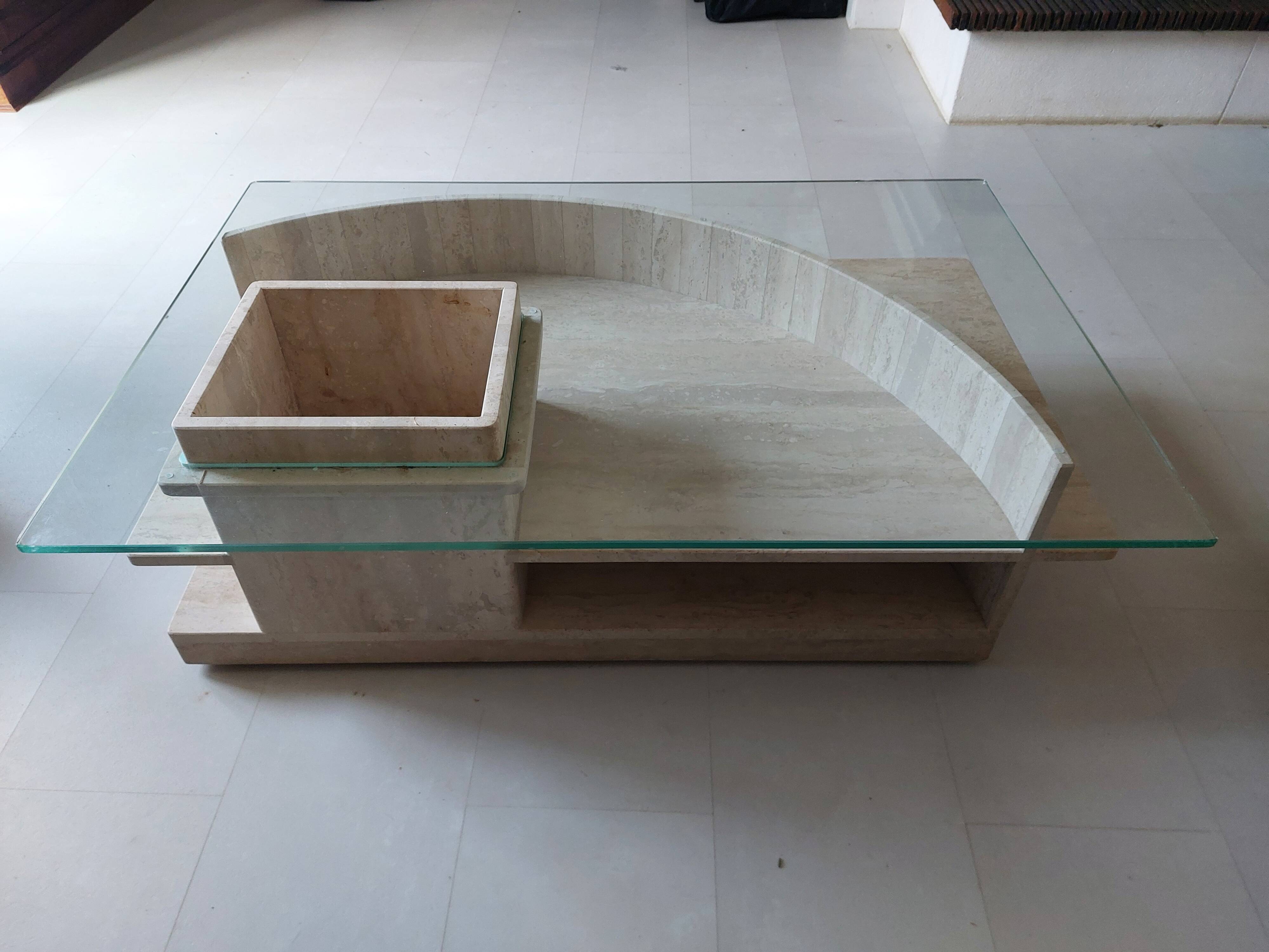 Travertine coffee table