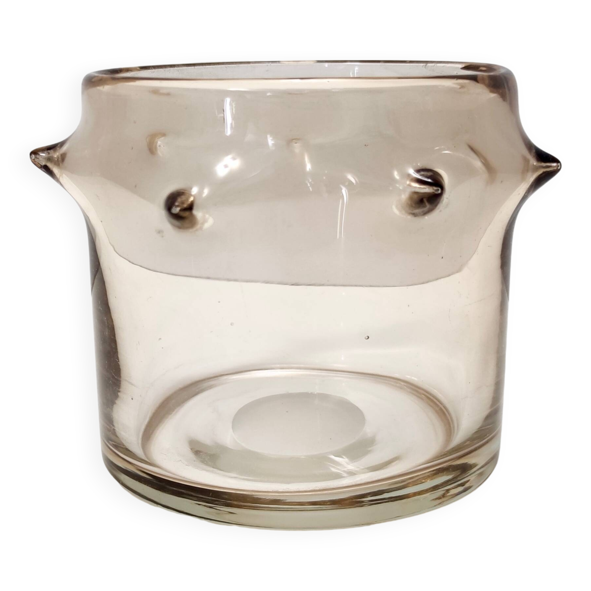 Amber Murano Glass Vase with Bugne Ascribable to Ercole Barovier, Italy