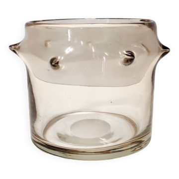 Amber Murano Glass Vase with Bugne Ascribable to Ercole Barovier, Italy
