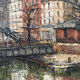 Saint Martin Canal in Paris, knife oil painting signed L Guerbier.